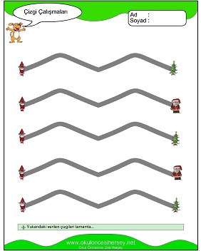 okul öncesi çizgi çalışma sayfaları
